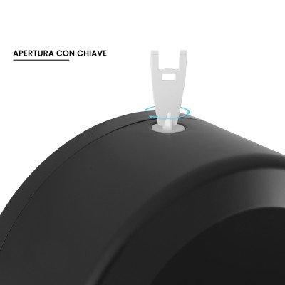 Chiavetta Distributore di carta igienica a rotoli fino a 300 mt in ABS nero