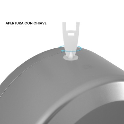 Chiavetta Distributore di carta igienica a rotoli fino a 300 mt in ABS grigio