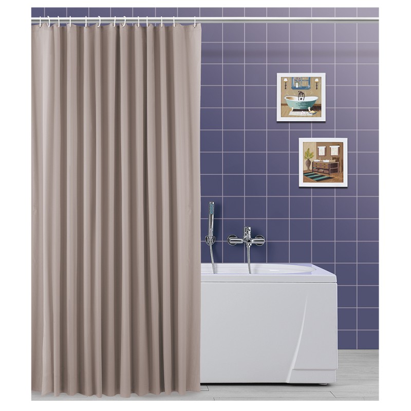 Tenda Doccia Tinta Unita Tortora In Vinile 240 X 200h Cm Con Ganci Tenda Doccia Tinta Unita Tortora In Vinile 240 X 200h Cm Con Ganci