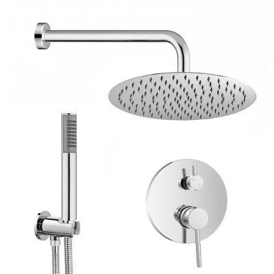 Kit doccia completo con miscelatore York con braccio 35 e soffione 20 cromo