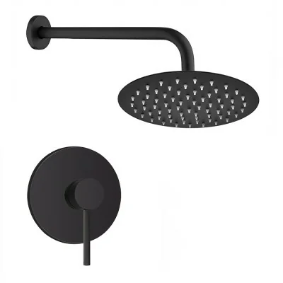 Set doccia York nero opaco con miscelatore, braccio 35,5 cm e soffione 18cm