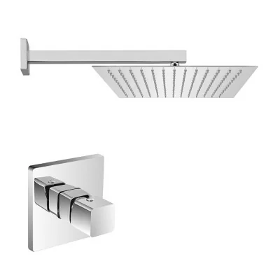 Kit doccia Lotus con miscelatore, braccio 30 e soffione quadrato 20 in cromo