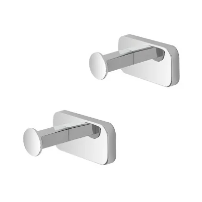 Set 2 appendini portasciugamani in acciaio inox cromo con doppio fissaggio