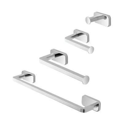 Set 4pz con appendino, porta rotolo e 2 porta salviette a muro in acciaio cromo Cubik
