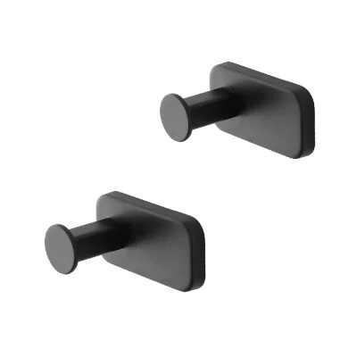 Set 2 appendini portasciugamani in acciaio inox nero con doppio fissaggio