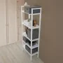 Scaffale multiuso in plastica bianco effetto legno con 5 ripiani e in kit da montaggio