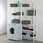 Scaffale multiuso in plastica bianco effetto legno con 5 ripiani e in kit da montaggio