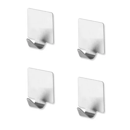 Set 4 Ganci Adesivi In Acciaio Inox Nero – Porta Accappatoio E Asciugamani Per Bagno E Cucina, Senza Forare