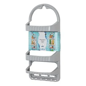 Portasapone per doccia grigio con 3 ripiani e 6 ganci lato inferiore