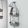 foto Mensola doccia grigia in PVC con 2 ripiani e ganci inferiori