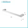 Scheda tecnica Porta asciugamani diritto da muro L 45 cm in alluminio grigio Sky