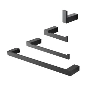 Set accessori bagno da muro 4 pezzi in alluminio nero Sky