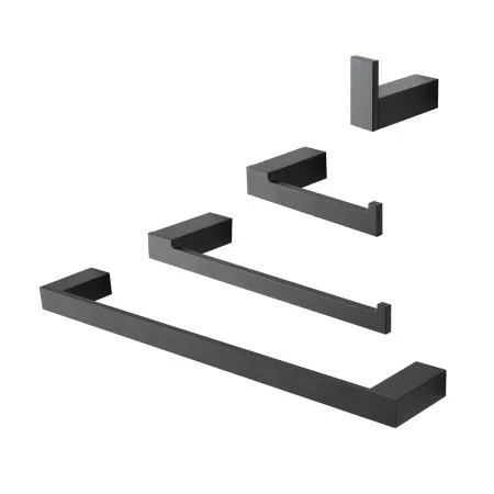 BGL Set di accessori da bagno nero opaco 4 pezzi portasciugamani da bagno 61 cm set di accessori da bagno regolabili