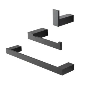 Set con appendino, porta rotolo e porta salviette a muro nero Sky