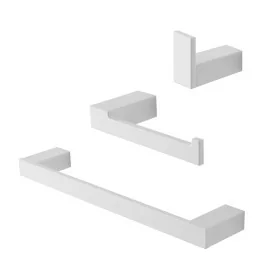 Set con appendino, porta rotolo e porta salviette a muro bianco Sky
