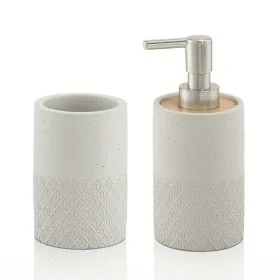 Set bagno dispenser sapone e porta spazzolino grigio Afrodite