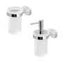 Set dispenser sapone e porta spazzolino a muro in bianco e cromo Bernina