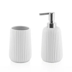 Set bagno dispenser sapone e porta spazzolino da appoggio bianco Marika