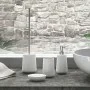 render Set bagno dispenser sapone e porta spazzolino da appoggio bianco Marika