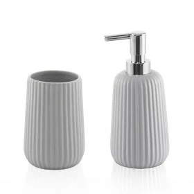 Set bagno dispenser sapone e porta spazzolino da appoggio grigio Marika