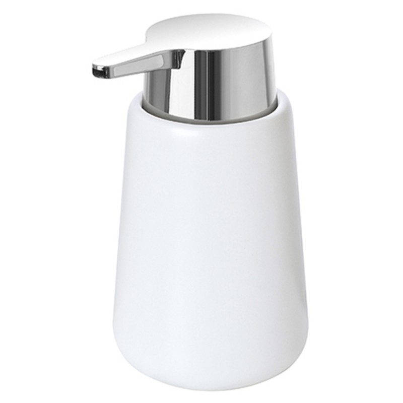 Dispenser Ceramica Bianco Portasapone per Arredo Bagno