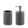 Set bagno dispenser sapone liquido e porta spazzolini grigio in resina Petra