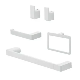 Set accessori bagno 4pz da parete in acciaio bianco Pirenei