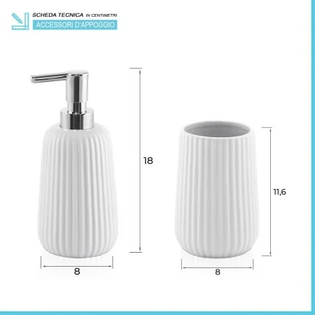 Set Accessori Bagno Ceramica 4 Pezzi - Portasapone, Dispenser, Portaspazzolini, Grigio Uccello - Foto 9