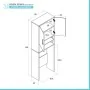 Scheda tecnica Mobile coprilavatrice multiuso in legno bianco 2 ante e 3 mensole