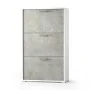 Scarpiera con tre ante a ribalta in legno bianco cemento H 112 cm