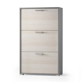Scarpiera con tre ante a ribalta in legno larice /  tessuto H 112 cm