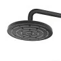 Set Soffione doccia Ø 20 cm e braccio di 35 cm in finitura nero anticalcare Hidra