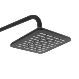 Set Soffione doccia Ø 20 cm e braccio di 35 cm in finitura nero anticalcare Hidra