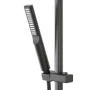 doccino Saliscendi doccia quadrato 70 cm regolabile con doccetta slim in ABS nero opaco Hidra