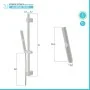 scheda Saliscendi doccia quadrato 70 cm regolabile con doccetta slim in ABS bianco opaco Hidra