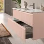 Mobile bagno sospeso 100 cm rosa opaco con frontale cannettato Giava