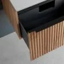 Mobile bagno sospeso 90 cm rovere africa cannettato con cassetto, specchio e lavabo Nara