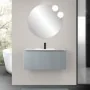 Mobile bagno sospeso 90 cm azzurro polvere cannettato con cassetto, specchio e lavabo Nara