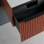 Mobile bagno sospeso 90 cm color terracotta cannettato con cassetto, specchio e lavabo Nara