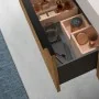 Mobile bagno sospeso 100 cm rovere africa cannettato con cassetto, specchio e lavabo Nara
