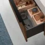 Mobile bagno sospeso 100 cm noce maya cannettato con cassetto, specchio e lavabo Nara