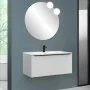 Mobile bagno sospeso 100 cm bianco opaco cannettato con cassetto, specchio e lavabo Nara
