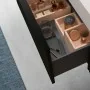 Mobile bagno sospeso 100 cm nero opaco cannettato con cassetto, specchio e lavabo Nara