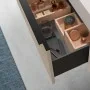 Mobile bagno sospeso 100 cm cappuccino cannettato con cassetto, specchio e lavabo Nara
