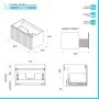 Scheda tecnica Mobile bagno sospeso 100 cm cappuccino cannettato con cassetto, specchio e lavabo Nara