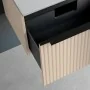 Mobile bagno sospeso 100 cm cappuccino cannettato con cassetto, specchio e lavabo Nara