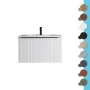 Mobile bagno sospeso 100 cm cappuccino cannettato con cassetto, specchio e lavabo Nara