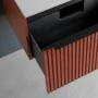 Mobile bagno sospeso 100 cm color terracotta cannettato con cassetto, specchio e lavabo Nara
