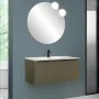Mobile bagno sospeso 100 cm verde opaco cannettato con cassetto, specchio e lavabo Nara