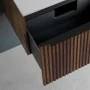Mobile bagno sospeso 70 cm Noce Maya cannettato con cassetto, specchio e lavabo Nara finiture